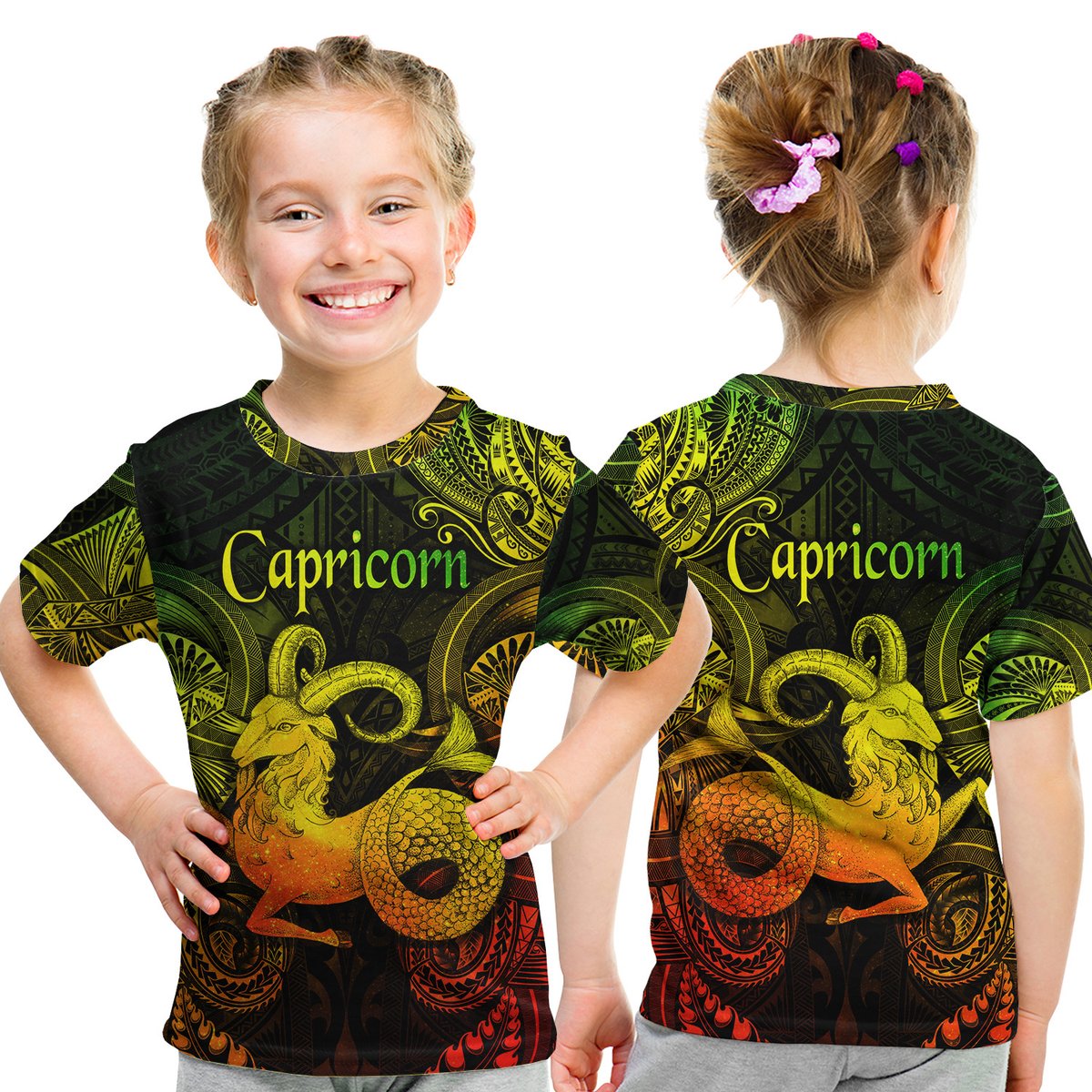 Capricorn Zodiac Polynesian T Shirt Kid Unique Style - Reggae LT8 Youth XL Size14 - Polynesian Pride