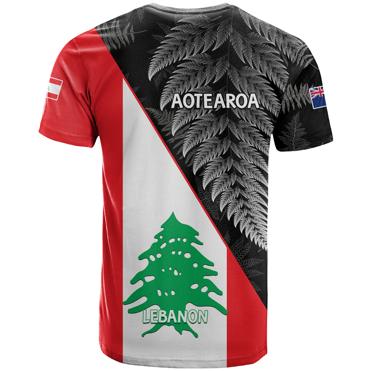 New Zealand And Lebanon T Shirt 2023 Aotearoa Fern With Lebanese Cedar LT14 - Polynesian Pride
