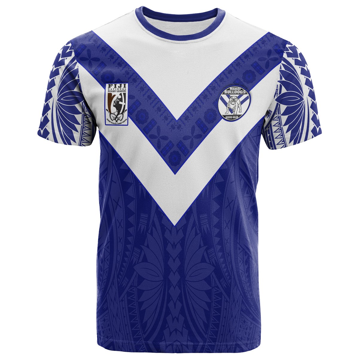 Custom Makoi Bulldogs T Shirt Forever Fiji Rugby Custom Text and Number LT13 - Polynesian Pride