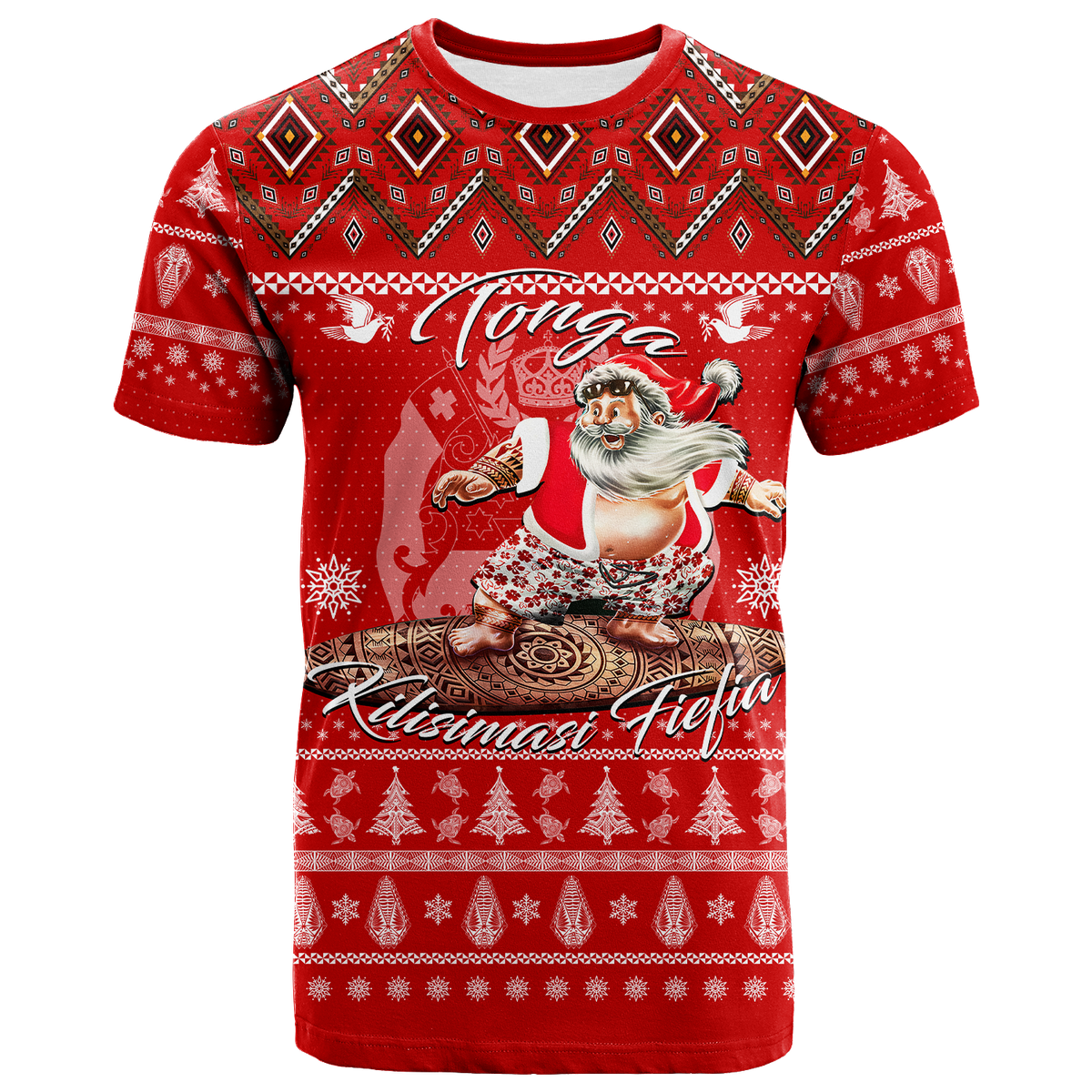 Tonga Christmas Kilisimasi Fiefia Santas Polynesia T Shirt LT2 RED - Polynesian Pride