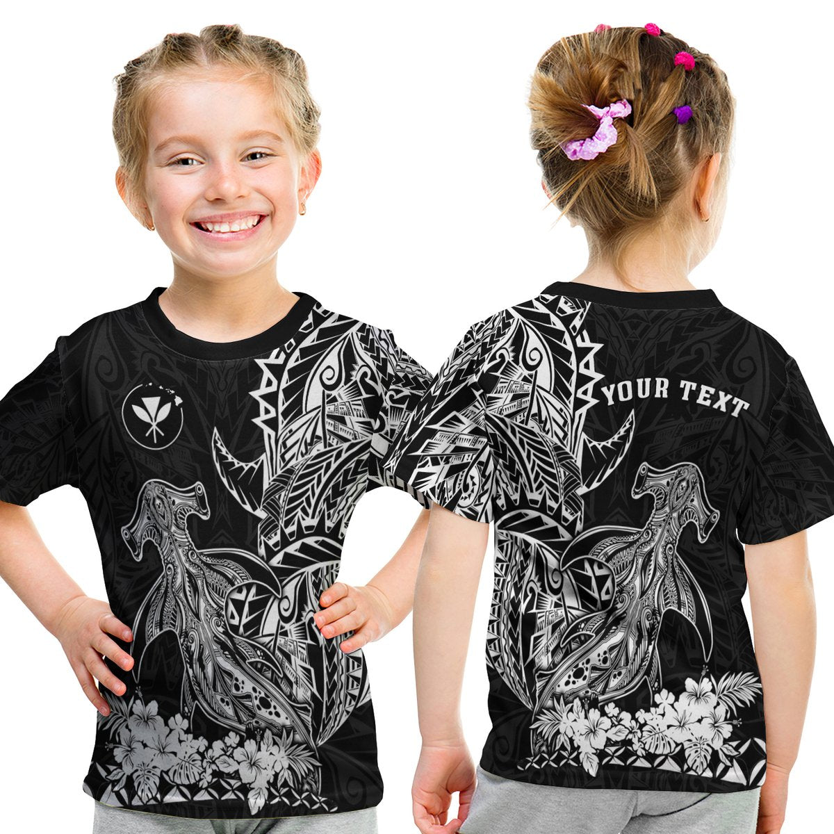 (Custom Personalised) Hawaii Polynesian T Shirt Kid Wild Hammerhead Sharks LT13 Youth XL Size14 - Polynesian Pride