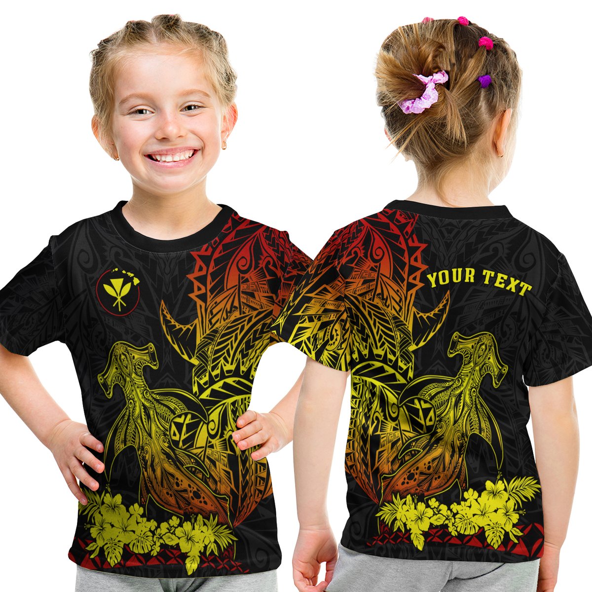 (Custom Personalised) Hawaii Polynesian T Shirt Kid Wild Hammerhead Sharks Fresh Life LT13 Youth XL Size14 - Polynesian Pride