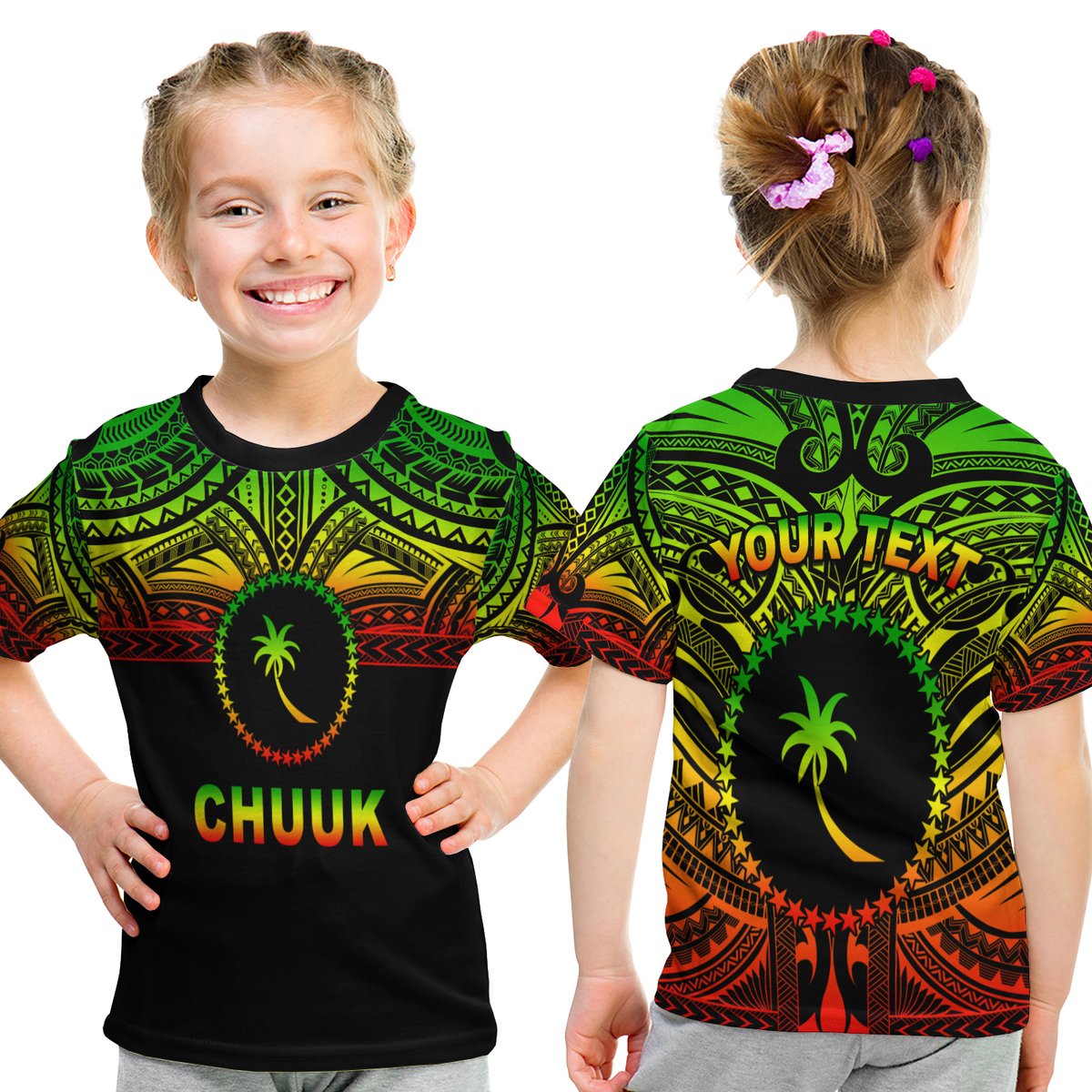 (Custom Personalised) Chuuk Flag T Shirt Kid Micronesia Style Reggae LT13 Youth XL Size14 - Polynesian Pride
