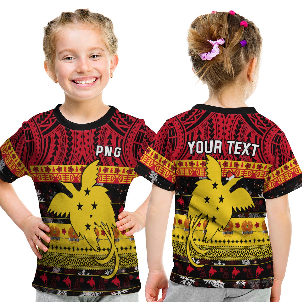 (Custom Personalised) Papua New Guinea Christmas T Shirt Kid Raggiana Loved LT13 Youth XL Size14 - Polynesian Pride