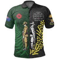 New Zealand Maori ANZAC Spirit Polo Shirt - Lest We Forget Black - Polynesian Pride