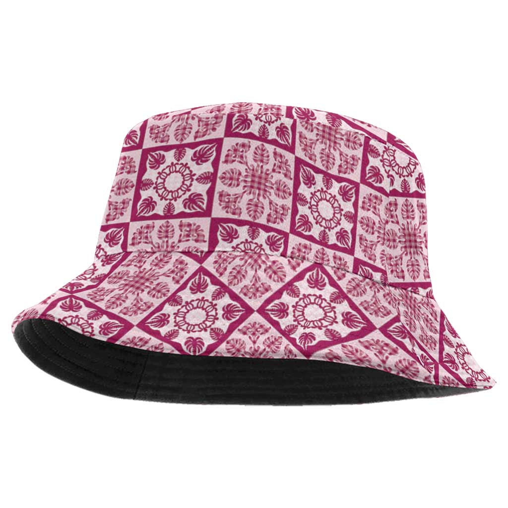 Akala Palaka Quilt Hawaii Bucket Hat Hawaiian Tropical Monstera Sea Turtle
