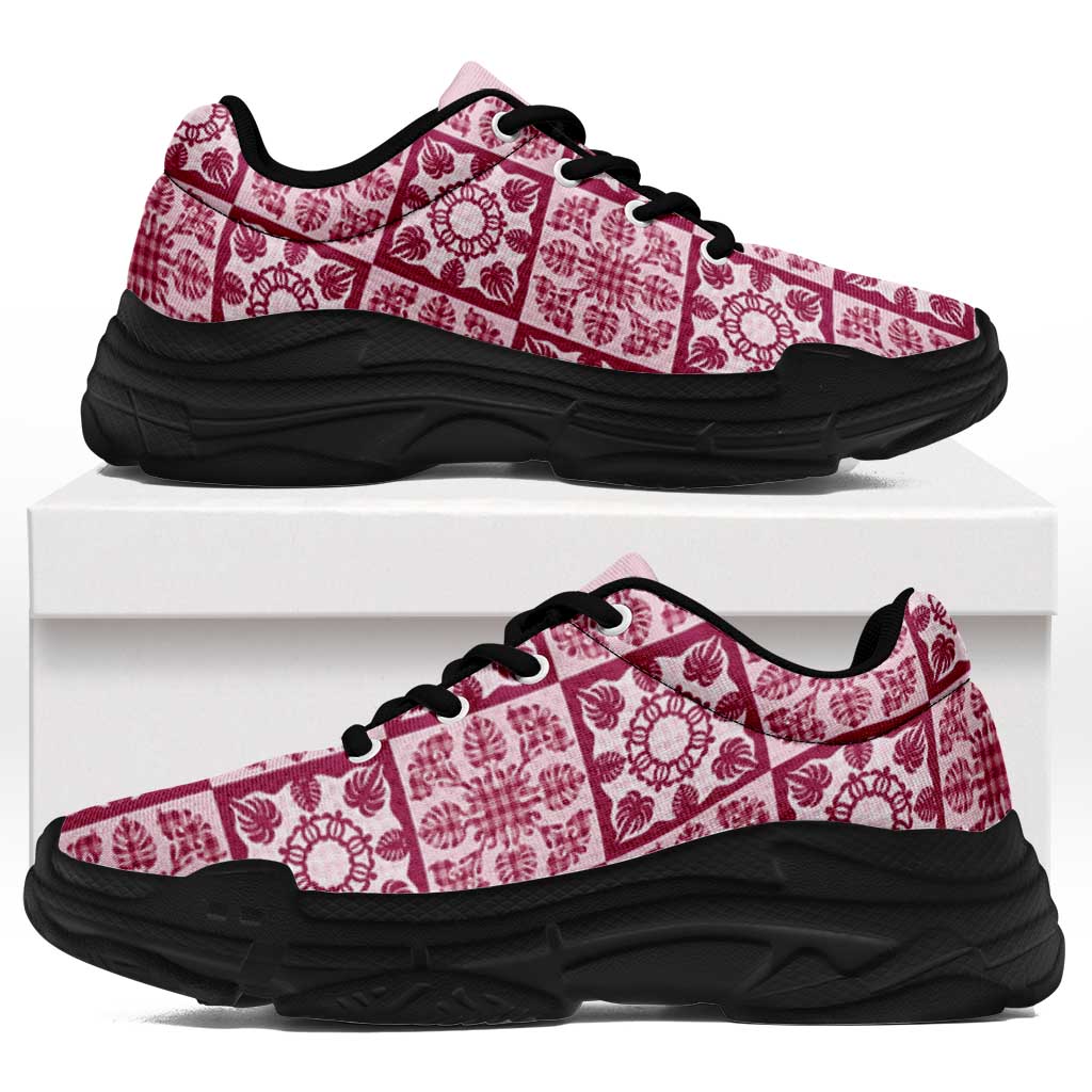 Akala Palaka Quilt Hawaii Chunky Sneakers Hawaiian Tropical Monstera Sea Turtle