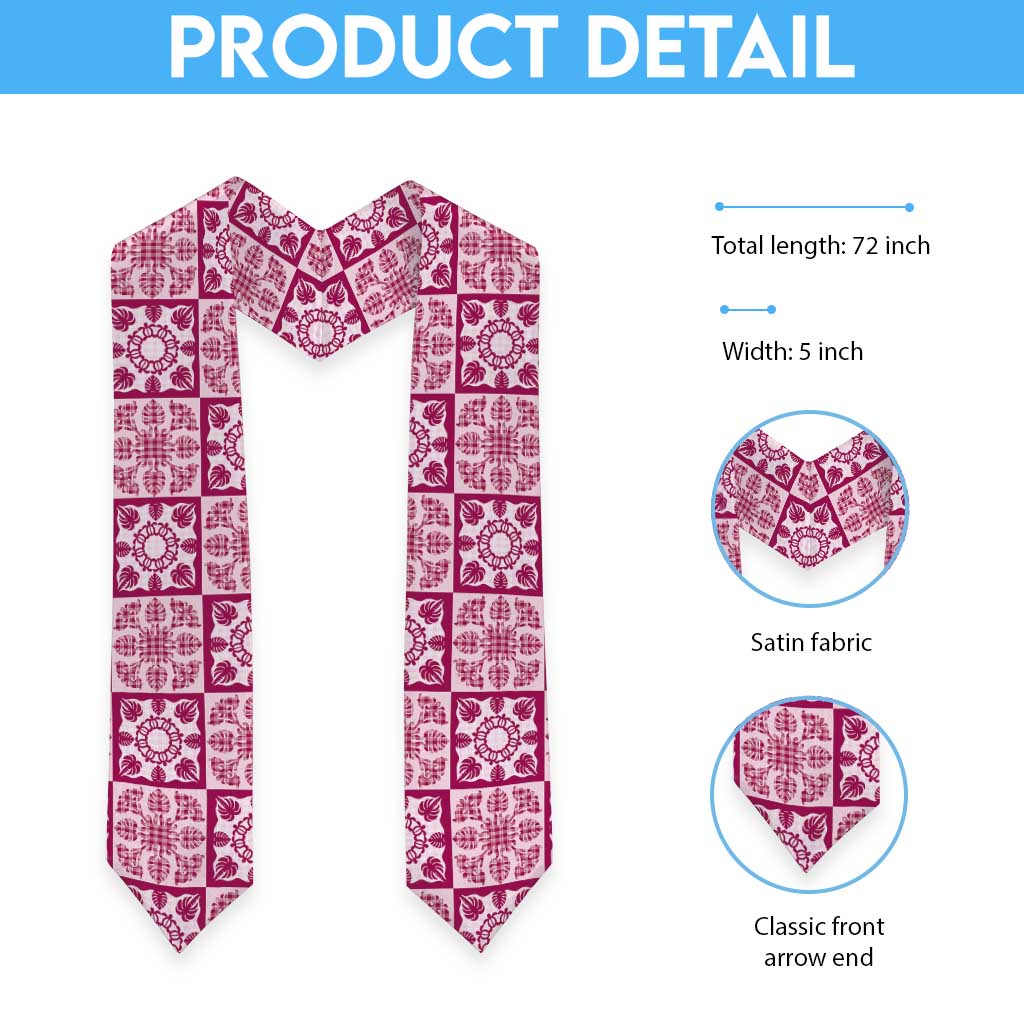 Akala Palaka Quilt Hawaii Graduation Stole Hawaiian Tropical Monstera Sea Turtle