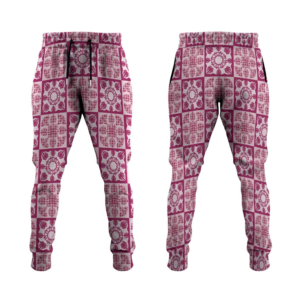 Akala Palaka Quilt Hawaii Jogger Pants Hawaiian Tropical Monstera Sea Turtle