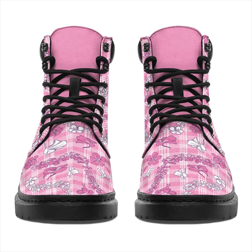 Alaka Aloha Hawaii All Season Boots Plumeria Lei With Palaka Motif - Polynesian Pride