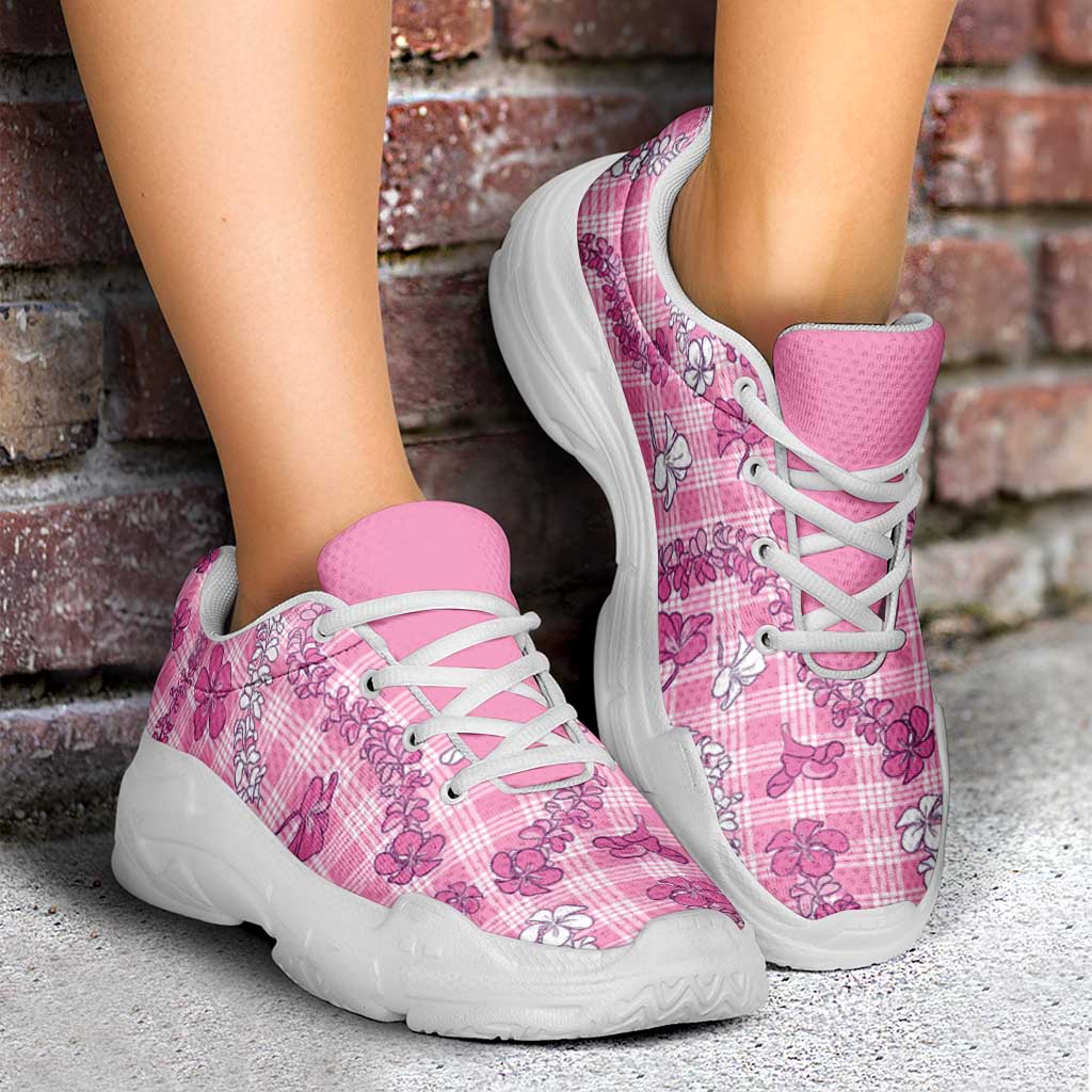 Alaka Aloha Hawaii Chunky Sneakers Plumeria Lei With Palaka Motif - Polynesian Pride