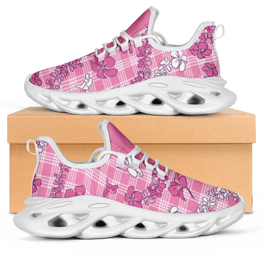 Alaka Aloha Hawaii Clunky Sneakers Plumeria Lei With Palaka Motif - Polynesian Pride