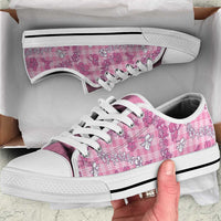 Alaka Aloha Hawaii Low Top Shoes Plumeria Lei With Palaka Motif LT14 Pink - Polynesian Pride