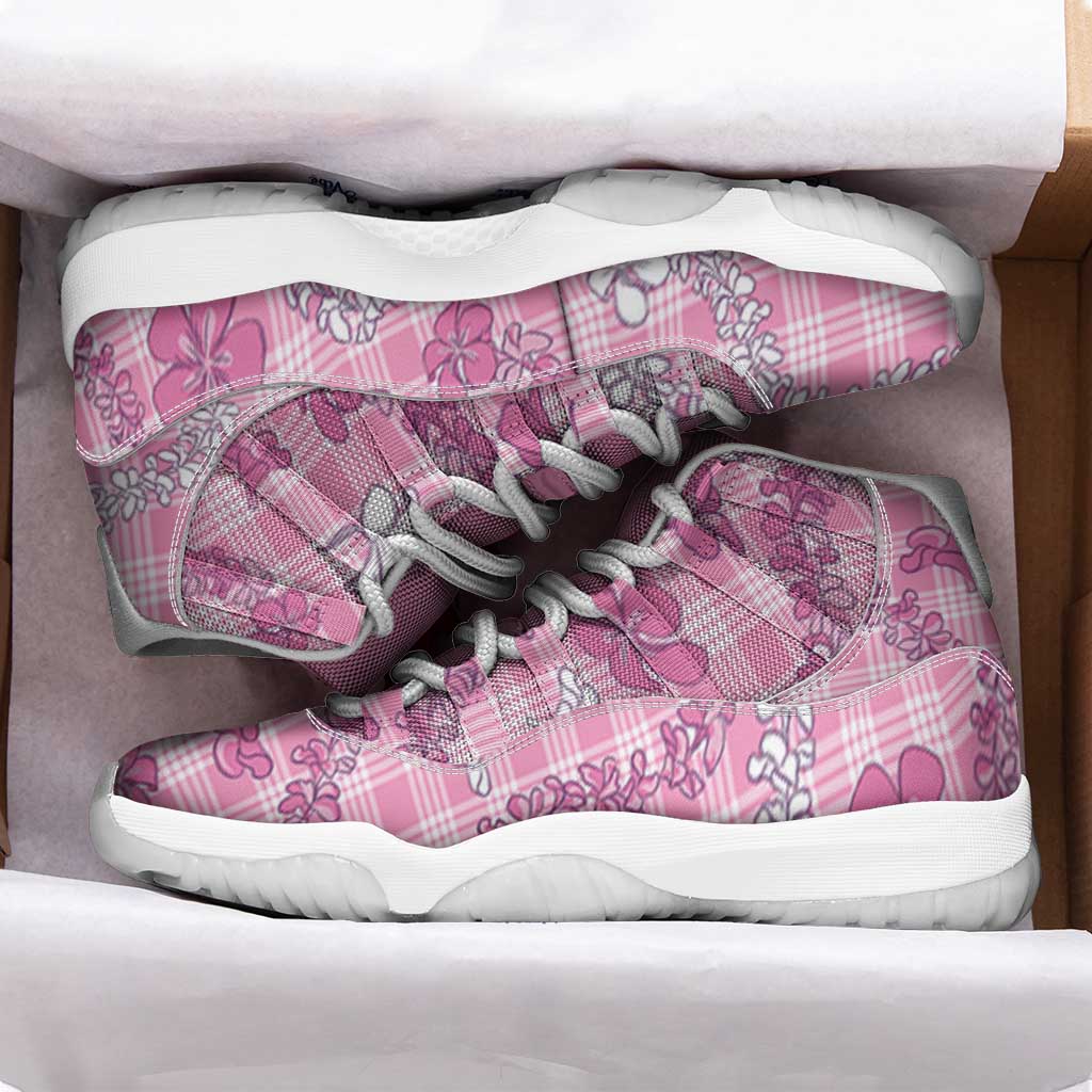 Alaka Aloha Hawaii Sneakers J11 Plumeria Lei With Palaka Motif - Polynesian Pride