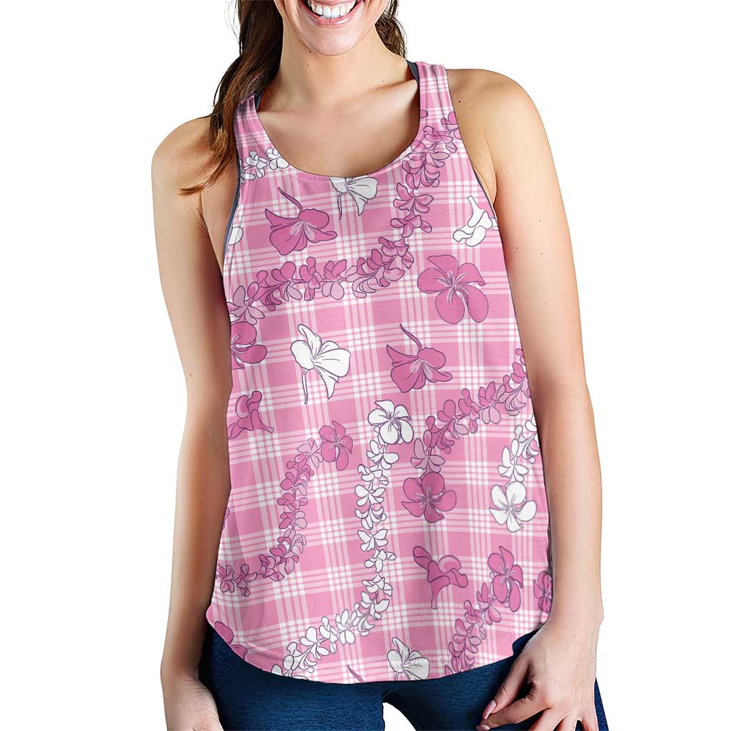 Alaka Aloha Hawaii Women Racerback Tank Plumeria Lei With Palaka Motif - Polynesian Pride