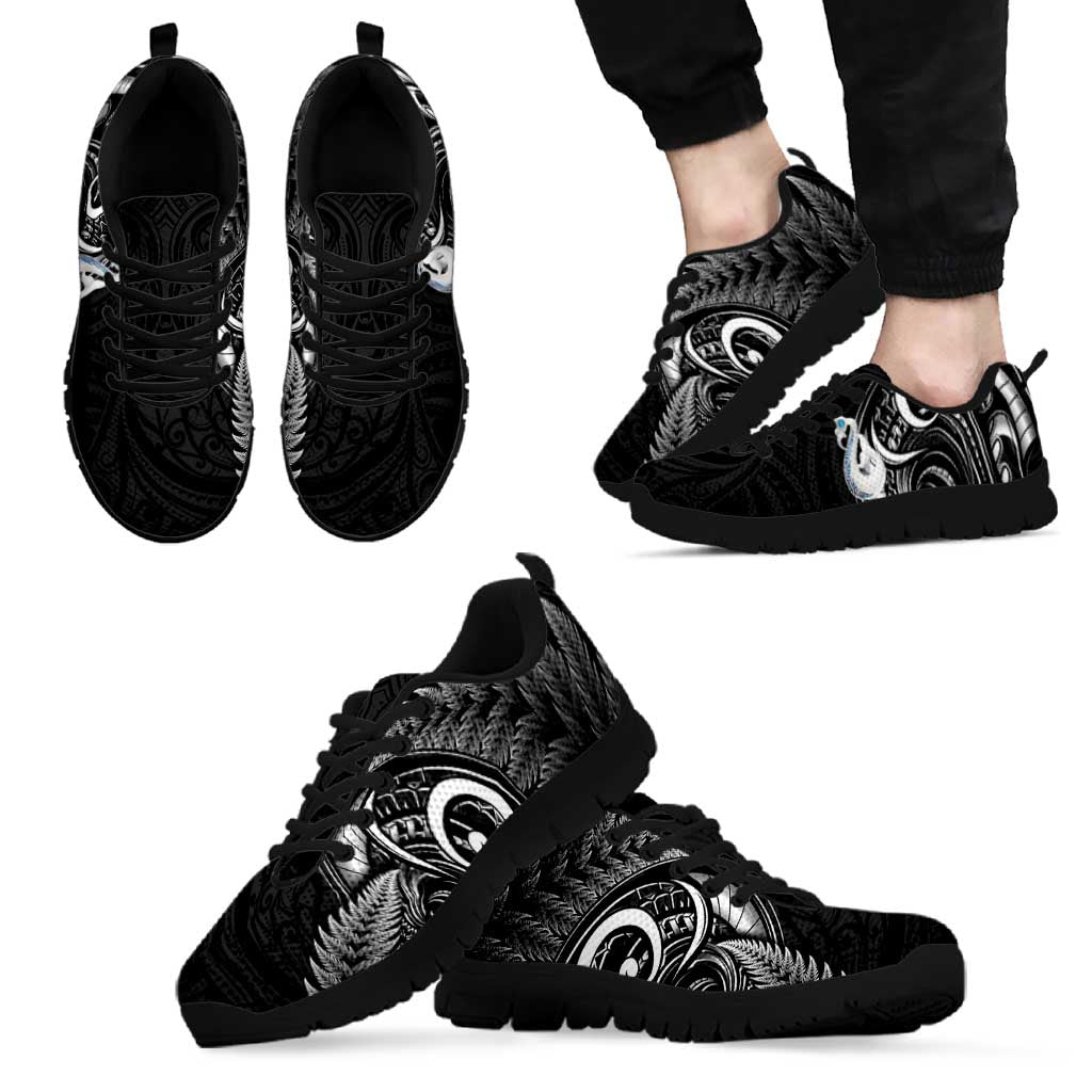 All Black New Zealand Sneakers Aotearoa Silver Fern With Manaia Maori Unique LT14 - Polynesian Pride