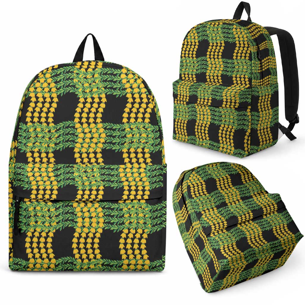 Aloha Hawaii Ilima Maile Lei Backpack Palaka Inspired Hawaiian-plaid Black LT14 - Polynesian Pride