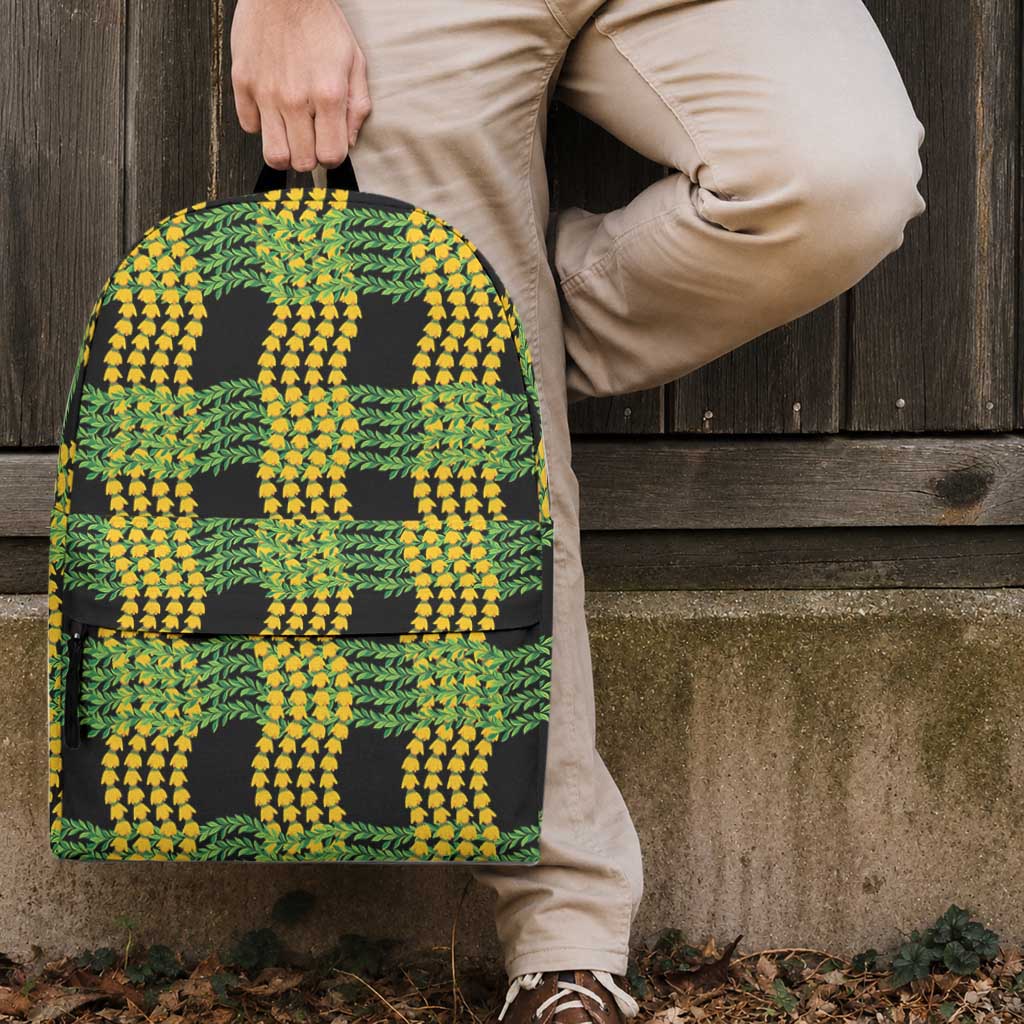 Aloha Hawaii Ilima Maile Lei Backpack Palaka Inspired Hawaiian-plaid Black LT14 - Polynesian Pride