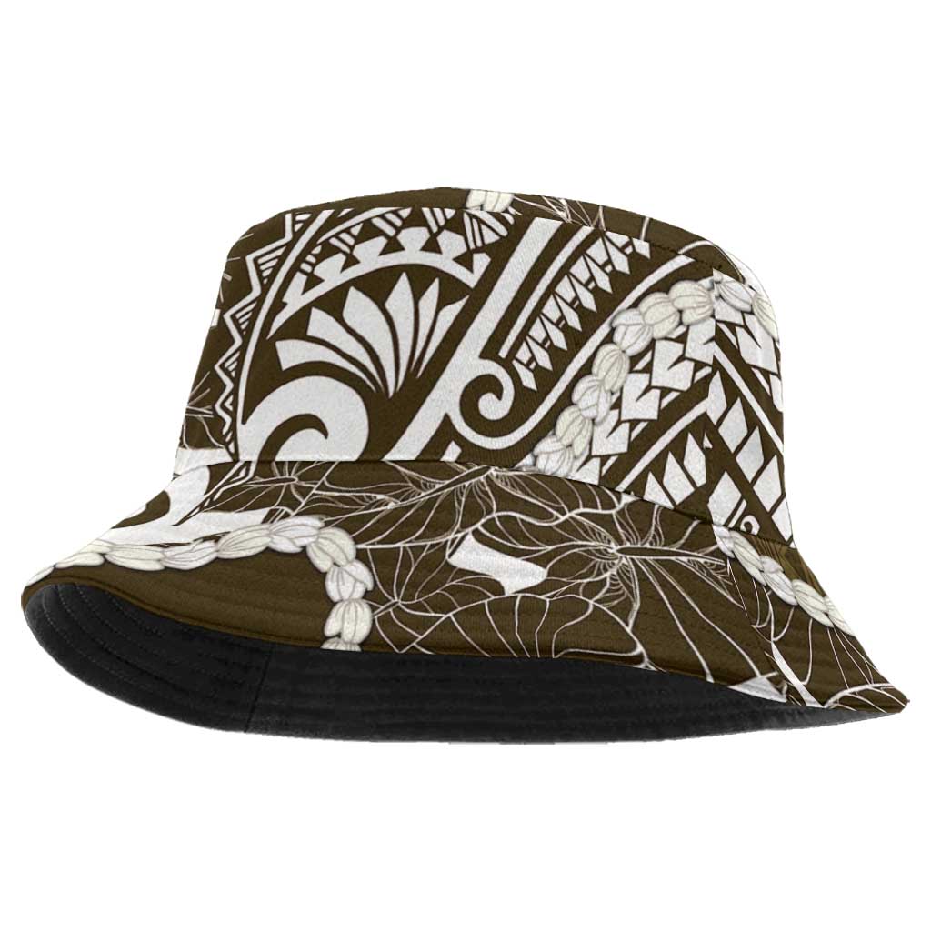 Aloha Hawaii Kalo Pikake Lei Bucket Hat Chest Tattoo Gold Hawaiian Pattern