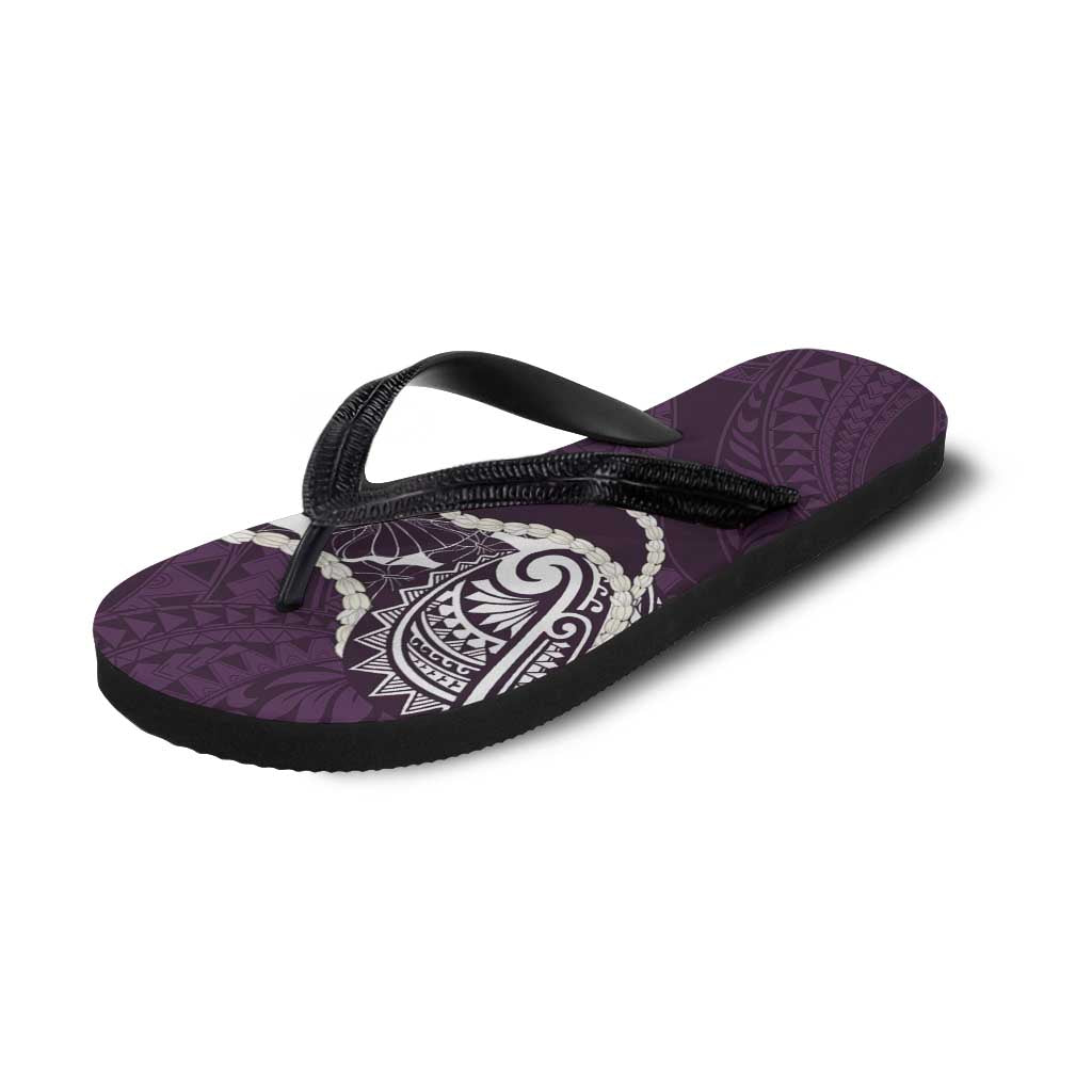 Aloha Hawaii Kalo Pikake Lei Flip Flops Chest Tattoo Purple Hawaiian Pattern