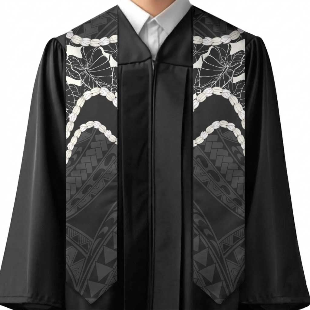 Aloha Hawaii Kalo Pikake Lei Graduation Stole Chest Tattoo Black Hawaiian Pattern