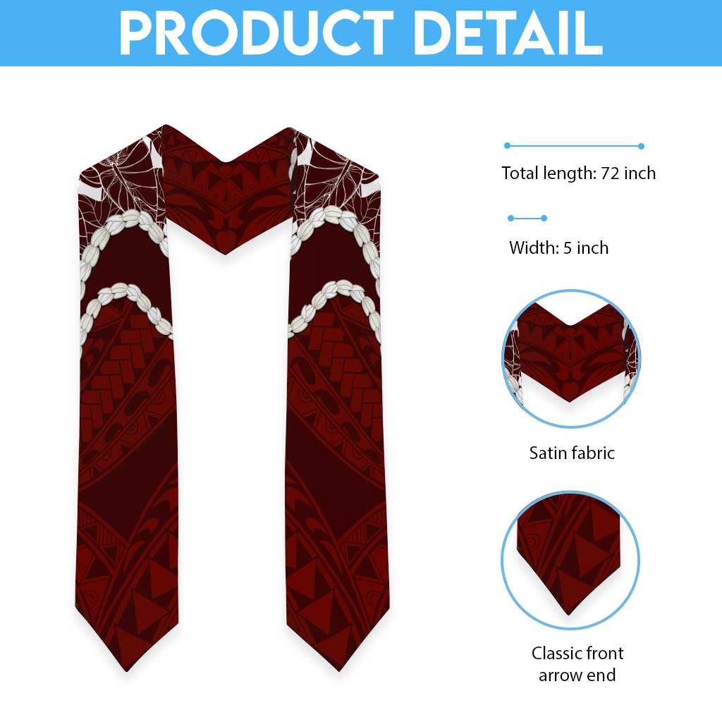 Aloha Hawaii Kalo Pikake Lei Graduation Stole Chest Tattoo Oxblood Hawaiian Pattern