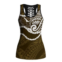 Aloha Hawaii Kalo Pikake Lei Hollow Tank Top Chest Tattoo Gold Hawaiian Pattern