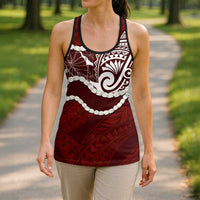 Aloha Hawaii Kalo Pikake Lei Hollow Tank Top Chest Tattoo Oxblood Hawaiian Pattern
