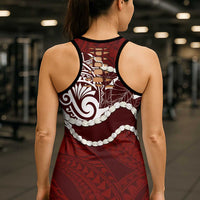 Aloha Hawaii Kalo Pikake Lei Hollow Tank Top Chest Tattoo Oxblood Hawaiian Pattern