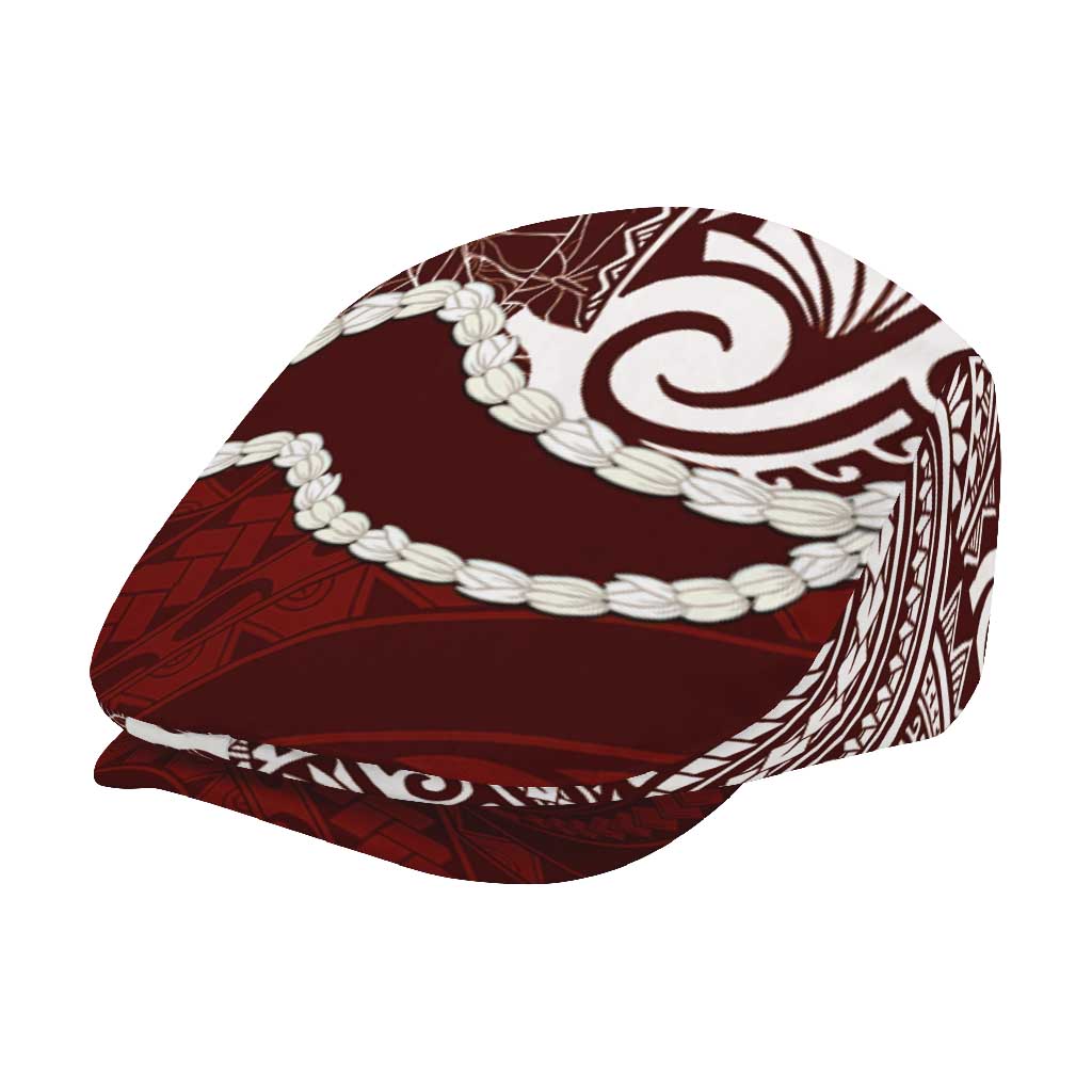 Aloha Hawaii Kalo Pikake Lei Jeff Hat Chest Tattoo Oxblood Hawaiian Pattern
