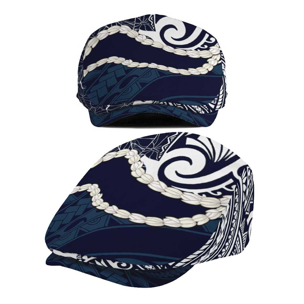 Aloha Hawaii Kalo Pikake Lei Jeff Hat Chest Tattoo Oxford Blue Hawaiian Pattern