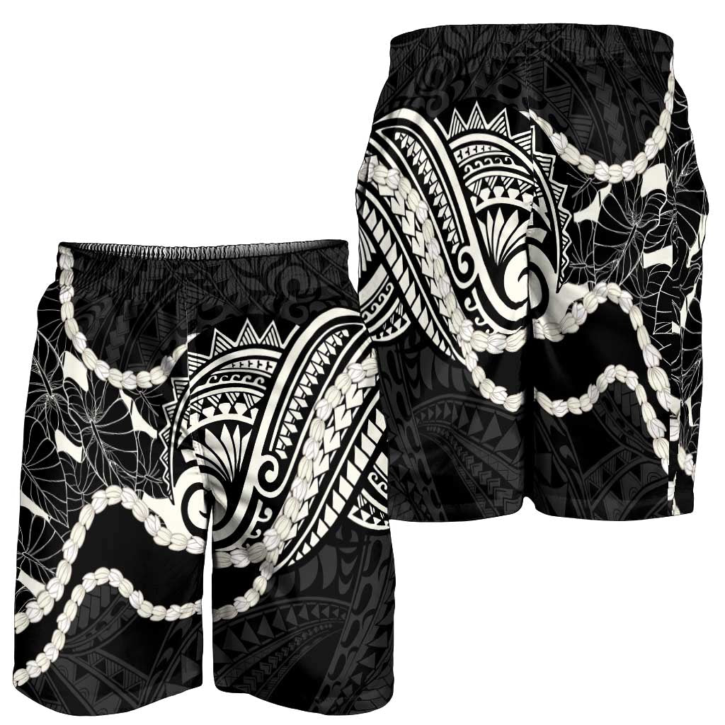 Aloha Hawaii Kalo Pikake Lei Shorts for Men Chest Tattoo Black Hawaiian Pattern LT14 - Polynesian Pride