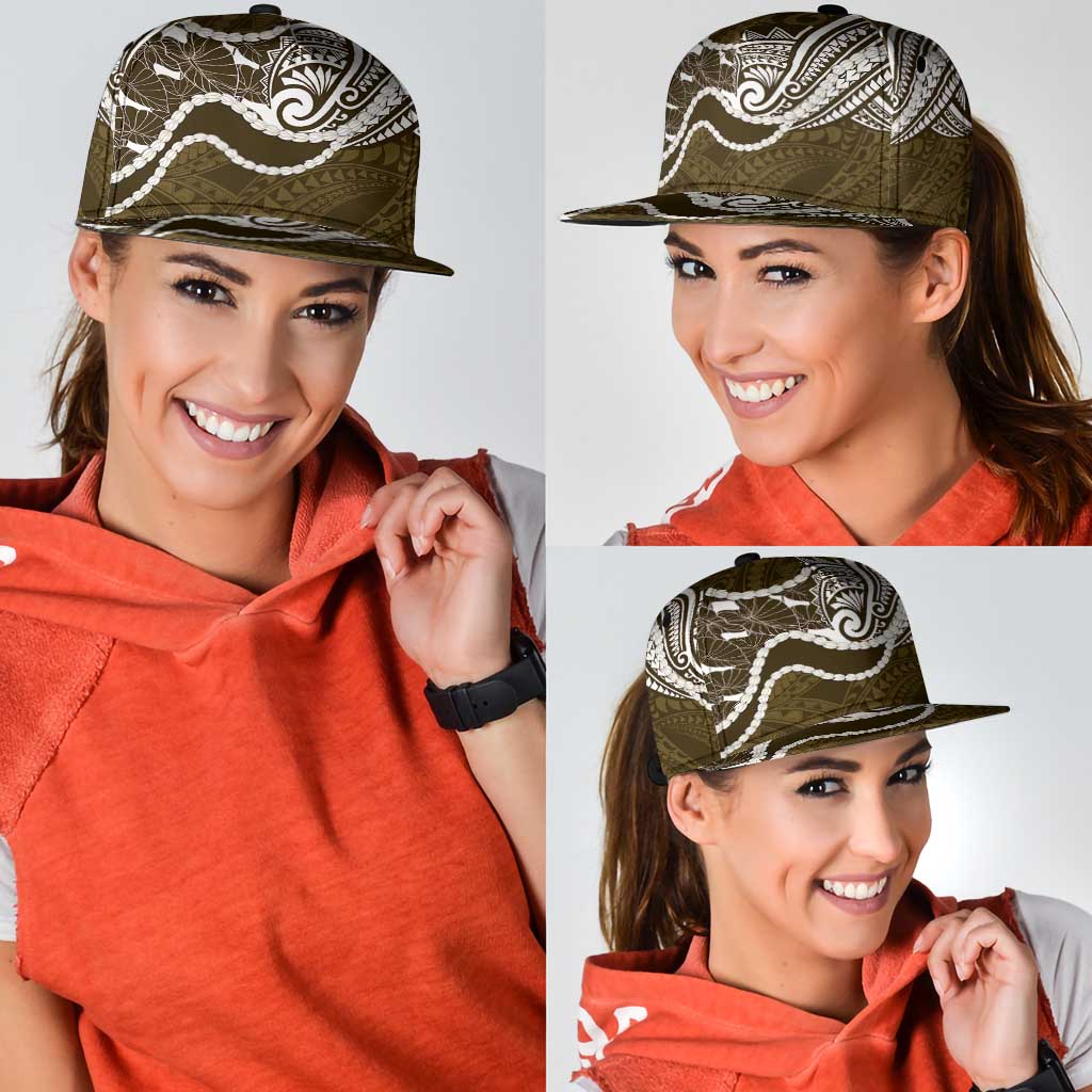 Aloha Hawaii Kalo Pikake Lei Snapback Cap Chest Tattoo Gold Hawaiian Pattern