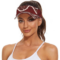 Aloha Hawaii Kalo Pikake Lei Sun Visor Cap Chest Tattoo Oxblood Hawaiian Pattern