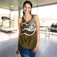 Aloha Hawaii Kalo Pikake Lei Women Racerback Tank Chest Tattoo Gold Hawaiian Pattern LT14 - Polynesian Pride