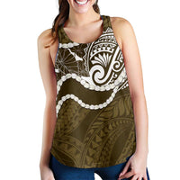 Aloha Hawaii Kalo Pikake Lei Women Racerback Tank Chest Tattoo Gold Hawaiian Pattern LT14 - Polynesian Pride