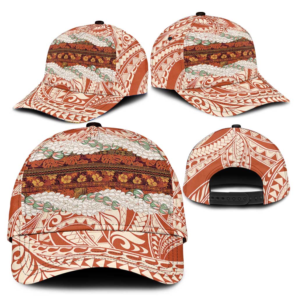 Aloha Hawaii Mikioi Lei Classic Cap Cattail Red Tropical Flower Pattern - Polynesian Pride