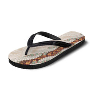 Aloha Hawaii Mikioi Lei Flip Flops Beige Tropical Flower Pattern LT14 - Polynesian Pride