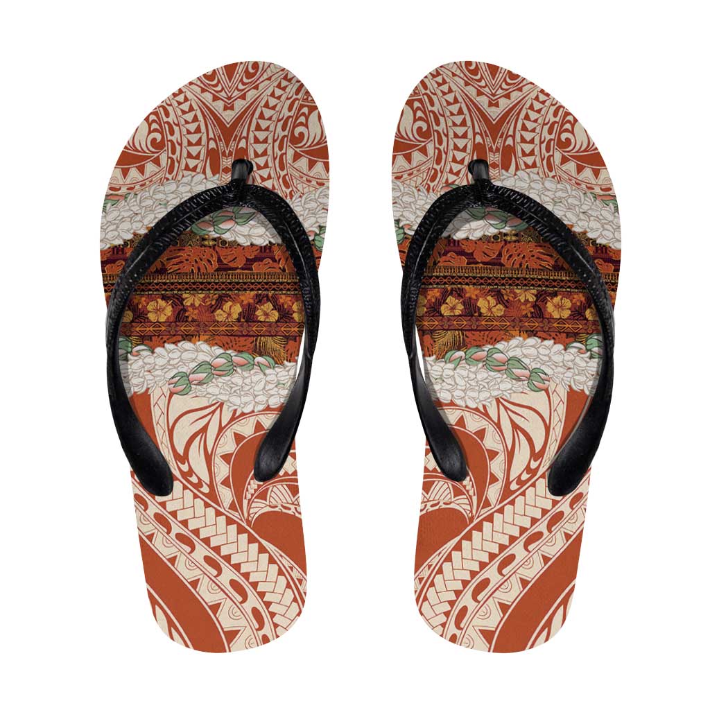 Aloha Hawaii Mikioi Lei Flip Flops Cattail Red Tropical Flower Pattern LT14 Cattail Red - Polynesian Pride