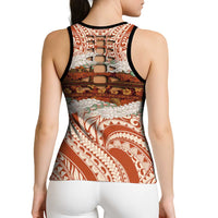 Aloha Hawaii Mikioi Lei Hollow Tank Top Cattail Red Tropical Flower Pattern - Polynesian Pride