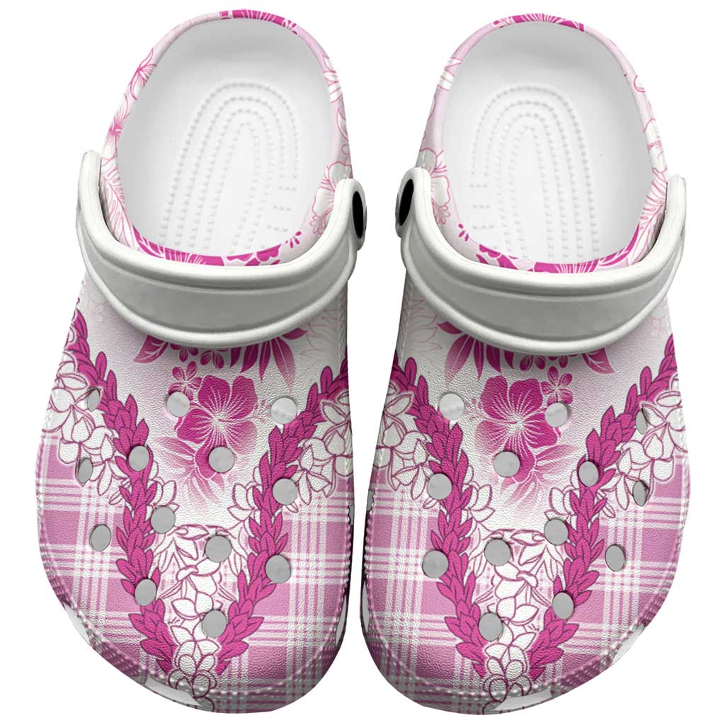 Aloha Hawaii Palaka Clogs Shoes Pink Plumeria Lei LT05 Pink - Polynesian Pride
