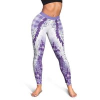 Aloha Hawaii Palaka Leggings Purple Plumeria Lei LT05 - Polynesian Pride