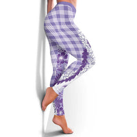 Aloha Hawaii Palaka Leggings Purple Plumeria Lei LT05 - Polynesian Pride
