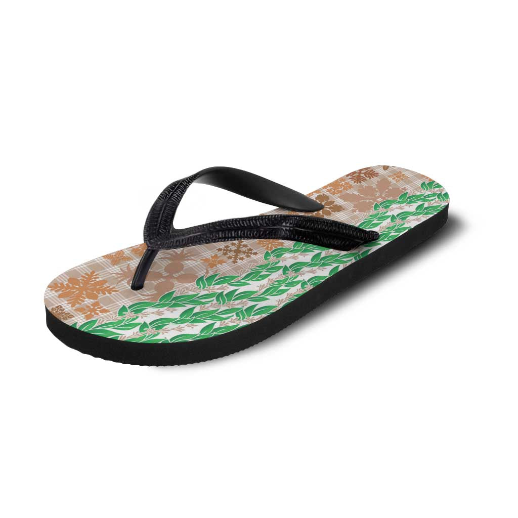 Aloha Hawaii Palaka Tuberose Lei Flip Flops Hawaiian Quilt Seamless Style - Polynesian Pride