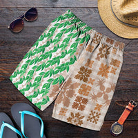 Aloha Hawaii Palaka Tuberose Lei Shorts for Men Hawaiian Quilt Seamless Style - Polynesian Pride