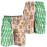 Aloha Hawaii Palaka Tuberose Lei Shorts for Men Hawaiian Quilt Seamless Style - Polynesian Pride