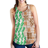Aloha Hawaii Palaka Tuberose Lei Women Racerback Tank Hawaiian Quilt Seamless Style - Polynesian Pride