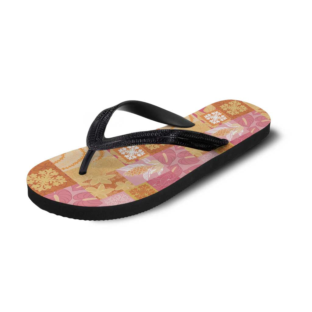 Aloha Hawaii Quilt Floral Patchwork Style Flip Flops LT14 - Polynesian Pride