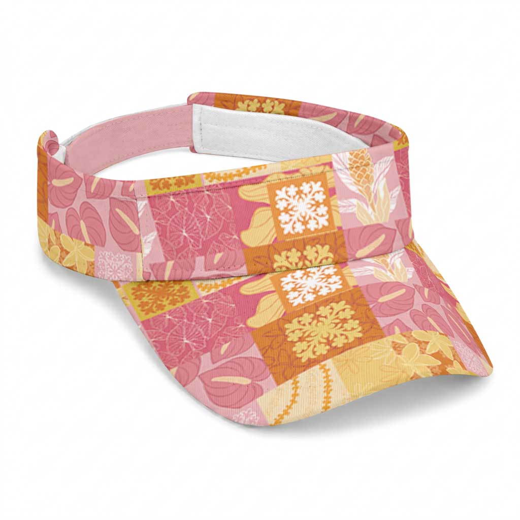 Aloha Hawaii Quilt Floral Patchwork Style Sun Visor Cap LT14 Universal Fit Multicolor - Polynesian Pride