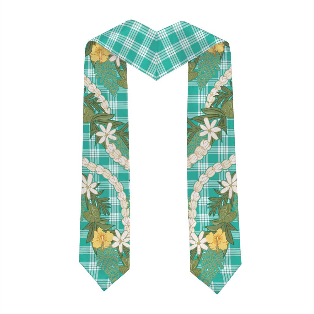 Aloha Puakenikeni Anthurium Pikake Lei Graduation Stole Marine Hawaiian Palaka Pattern